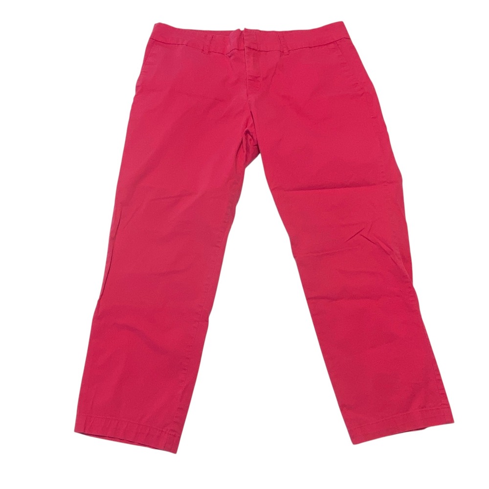 KUT from the Kloth Pink Crop Trouser Pants Stretch Cotton Straight Leg Size 12